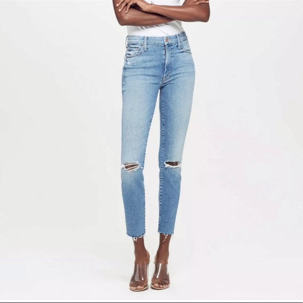 MOTHER High Waisted Looker Ankle Fray in Thrilling Shots